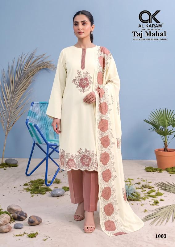 Alkaram taj mahal wholesale cotton dress materials in surat with price